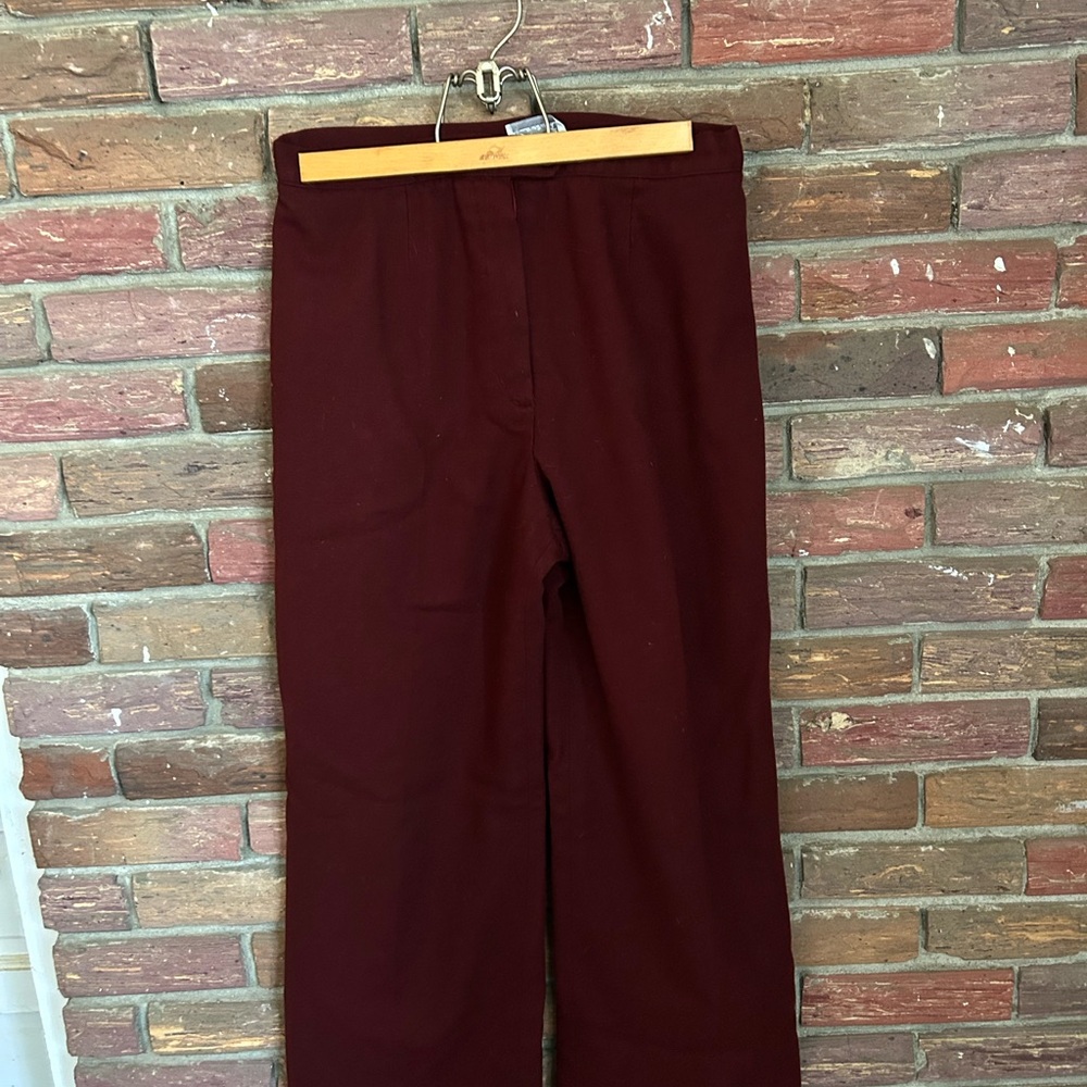 Red High-Waisted Dress Pants with Stretchy Knit Fabric